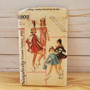 VTG 1965 Simplicity Girls Sewing Pattern 6202 Ice Skating And Majorette Costumes